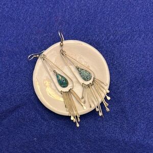 Elegant Silver and Blue Turquoise Dangle Earrings